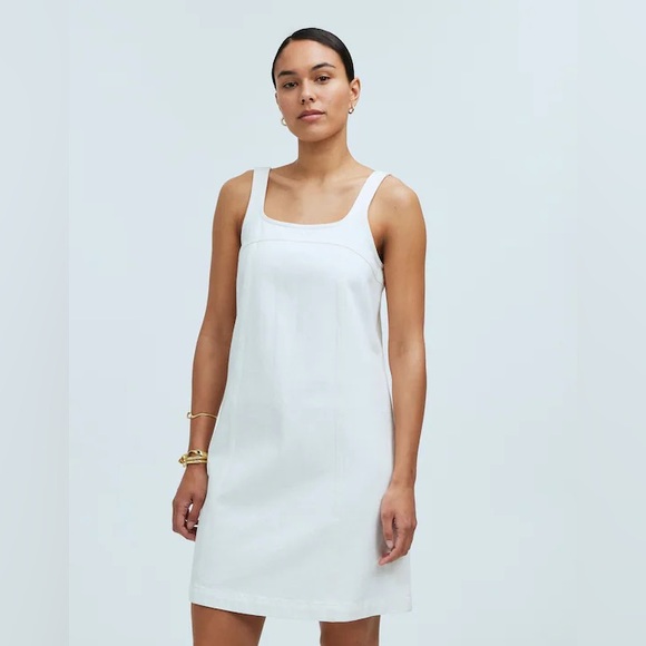 Madewell White Denim A-Line Sleeveless Mini Dress Size 4 - Picture 11 of 11